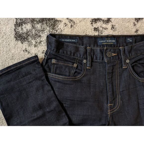 Lucky Brand Jeans Mens 29x34 410 Athletic Slim Blue Denim‎ Dark Wash - Picture 1 of 8